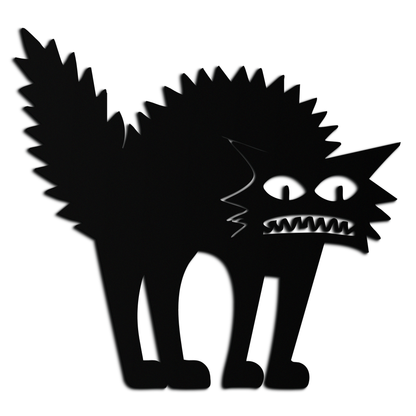 Scared Cat Silhouette Metal Wall Art – Modern Black Cat Halloween Home Decor- KAF524 - Tampa Home & Garden Store