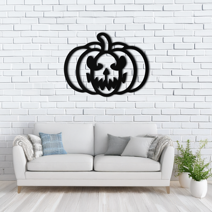 Scary Pumpkin Face Metal Wall Art – Black Steel Halloween Decor- KAF507 - Tampa Home & Garden Store