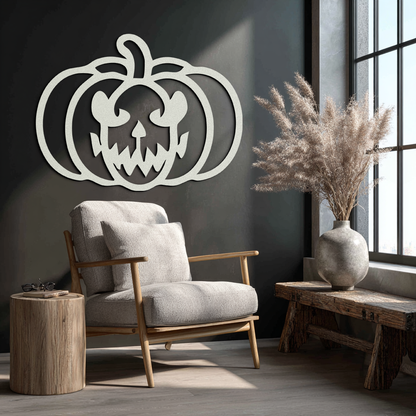 Scary Pumpkin Face Metal Wall Art – Black Steel Halloween Decor- KAF507 - Tampa Home & Garden Store