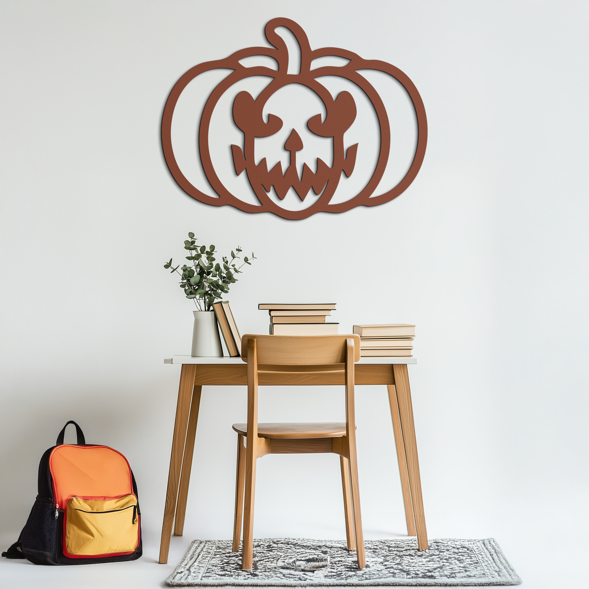 Scary Pumpkin Face Metal Wall Art – Black Steel Halloween Decor- KAF507 - Tampa Home & Garden Store