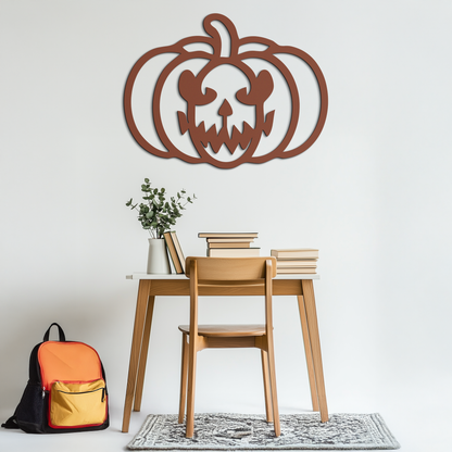 Scary Pumpkin Face Metal Wall Art – Black Steel Halloween Decor- KAF507 - Tampa Home & Garden Store
