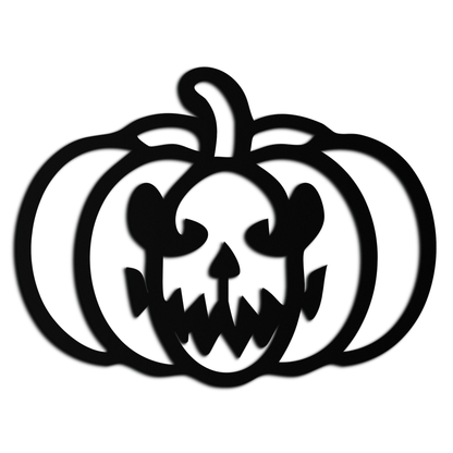 Scary Pumpkin Face Metal Wall Art – Black Steel Halloween Decor- KAF507 - Tampa Home & Garden Store