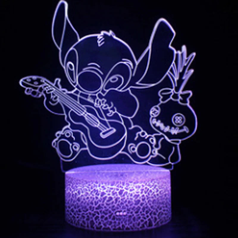 Stitch 3D Night Light USB Touch Cartoon Desk Lamp Remote LED Room Decor Gift