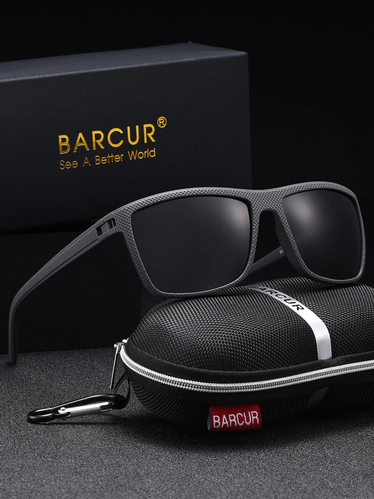 BARCUR polarized sunglasses with gray frame and dark lenses on Tampa Home & Garden Store