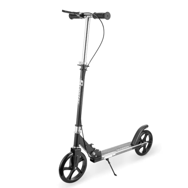 Foldable Adult Kick Scooter UpTrend Deals with handbrake, black deck and silver stem on Tampa Home & Garden Store
