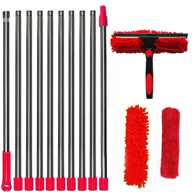Extendable window cleaning kit with 8 aluminum poles, red squeegee head by UpTrend Deals on Tampa Home & Garden Store