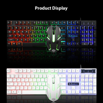 KM320 keyboard and mouse set K-Snake; black and white RGB backlit keyboards and green mouse on Tampa Home & Garden Store