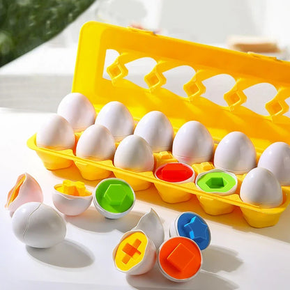 Montessori egg shape match puzzle toy set in yellow egg carton with colorful inserts FLIPSTYLEZLLC on Tampa Home & Garden Store
