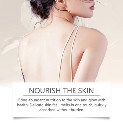 Silcy Skin Woodsleep Coconut Body Butter Cream featuring a model with smooth bare back skin on Tampa Home & Garden Store