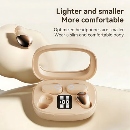 2-in-1 true wireless earphones with beige charging case and two blue-LED earbuds, FLIPSTYLEZLLC on Tampa Home & Garden Store