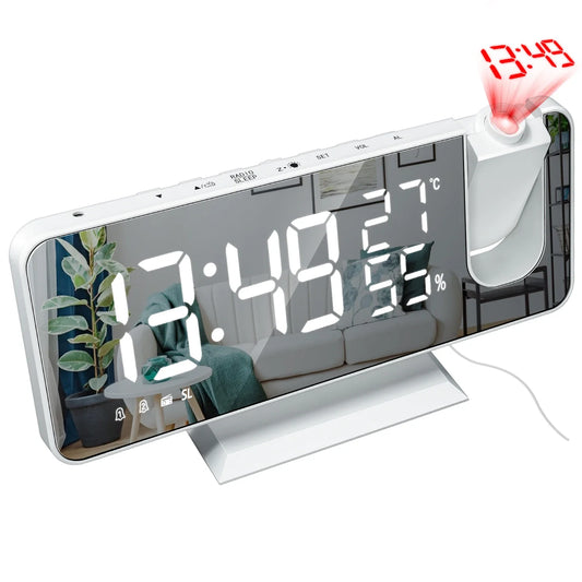 HD Projection Alarm Clock Large LED Display Digital Smart Radio Auto Dimming - Tampa Home & Garden Store