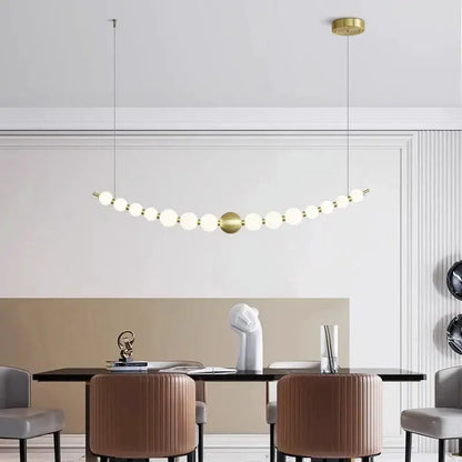 DecorBites LED pendant chandelier curved white globes with brass orb for dining room on Tampa Home & Garden Store