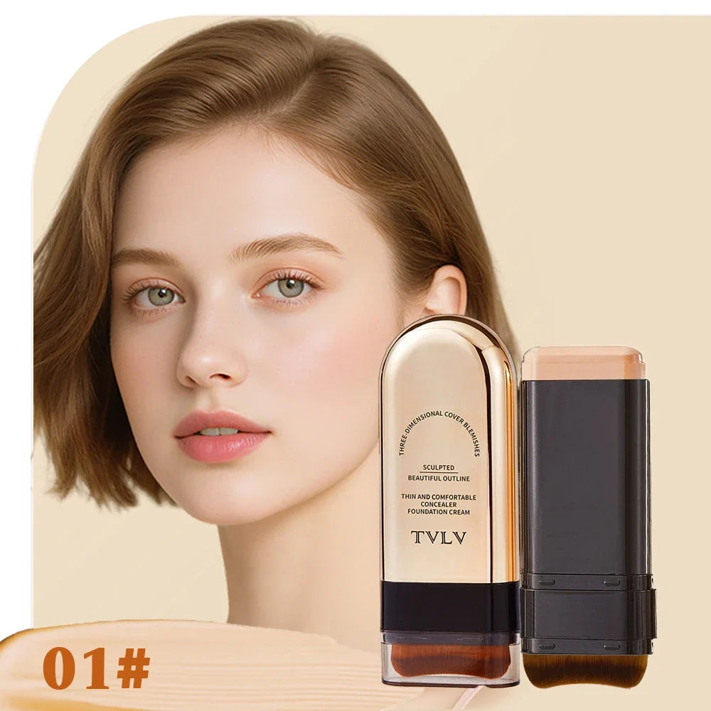 TVLV Skin Tint Stick Concealer Foundation with gold metal compact and shade 01 by Silcy Skin on Tampa Home & Garden Store