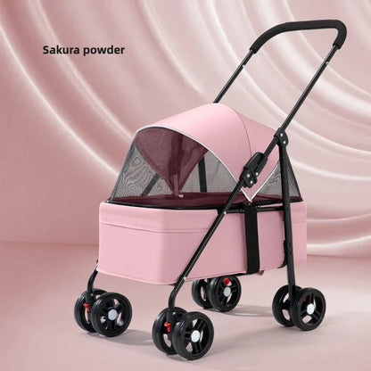 Pet Zen 3 in 1 dog stroller with detachable carrier, pink, 4-wheel design, breathable mesh on Tampa Home & Garden Store