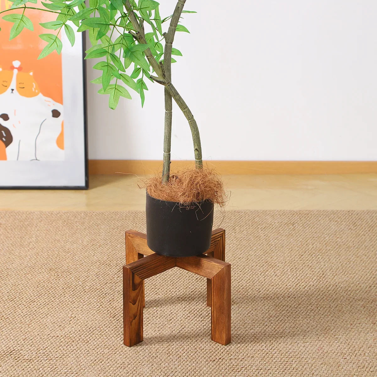 Sturdy Wooden Rack And A Solid Bonsai Plant Shelf