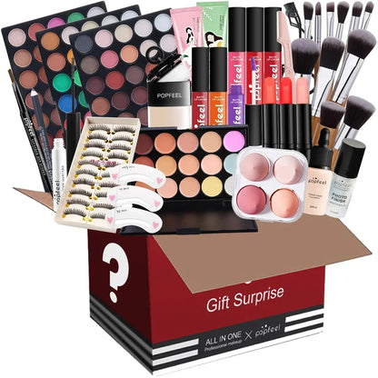 POPFEEL all-in-one makeup kit with eyeshadow foundation lip gloss and brushes by Silcy Skin on Tampa Home & Garden Store