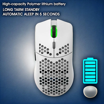 White wireless gaming mouse with honeycomb shell and neon green scroll wheel by FLIPSTYLEZLLC on Tampa Home and Garden Store