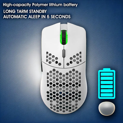White wireless gaming mouse with honeycomb shell and green LED accent by FLIPSTYLEZLLC on Tampa Home & Garden Store