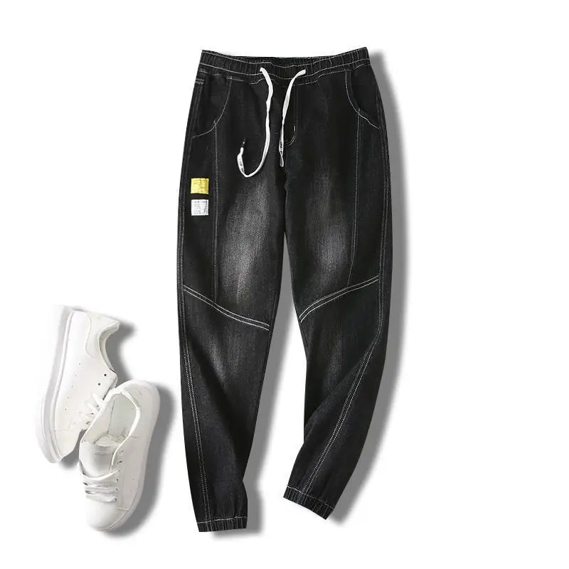 Men's wide-leg denim jeans, black wash with drawstring, by UpTrend Deals on Tampa Home & Garden Store