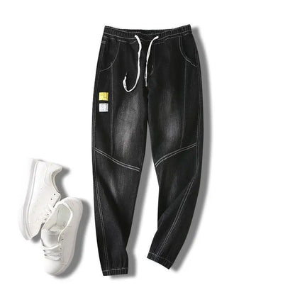 Men's wide-leg denim jeans, black wash with drawstring, by UpTrend Deals on Tampa Home & Garden Store