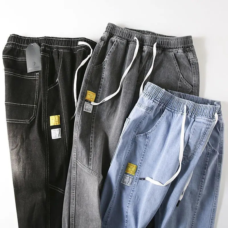 3 wideleg baggy jeans in black gray and light blue denim with white drawstrings by UpTrend Deals on Tampa Home & Garden Store