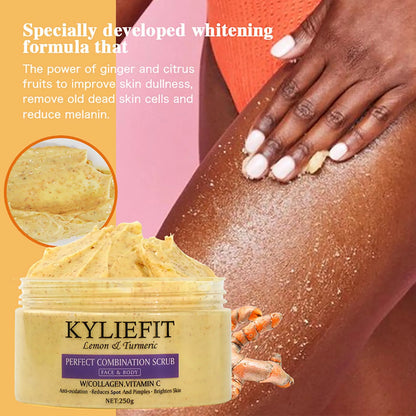 Natural Turmeric Scrub for face & body by Silcy Skin, lemon & turmeric blend, 250g on Tampa Home & Garden Store