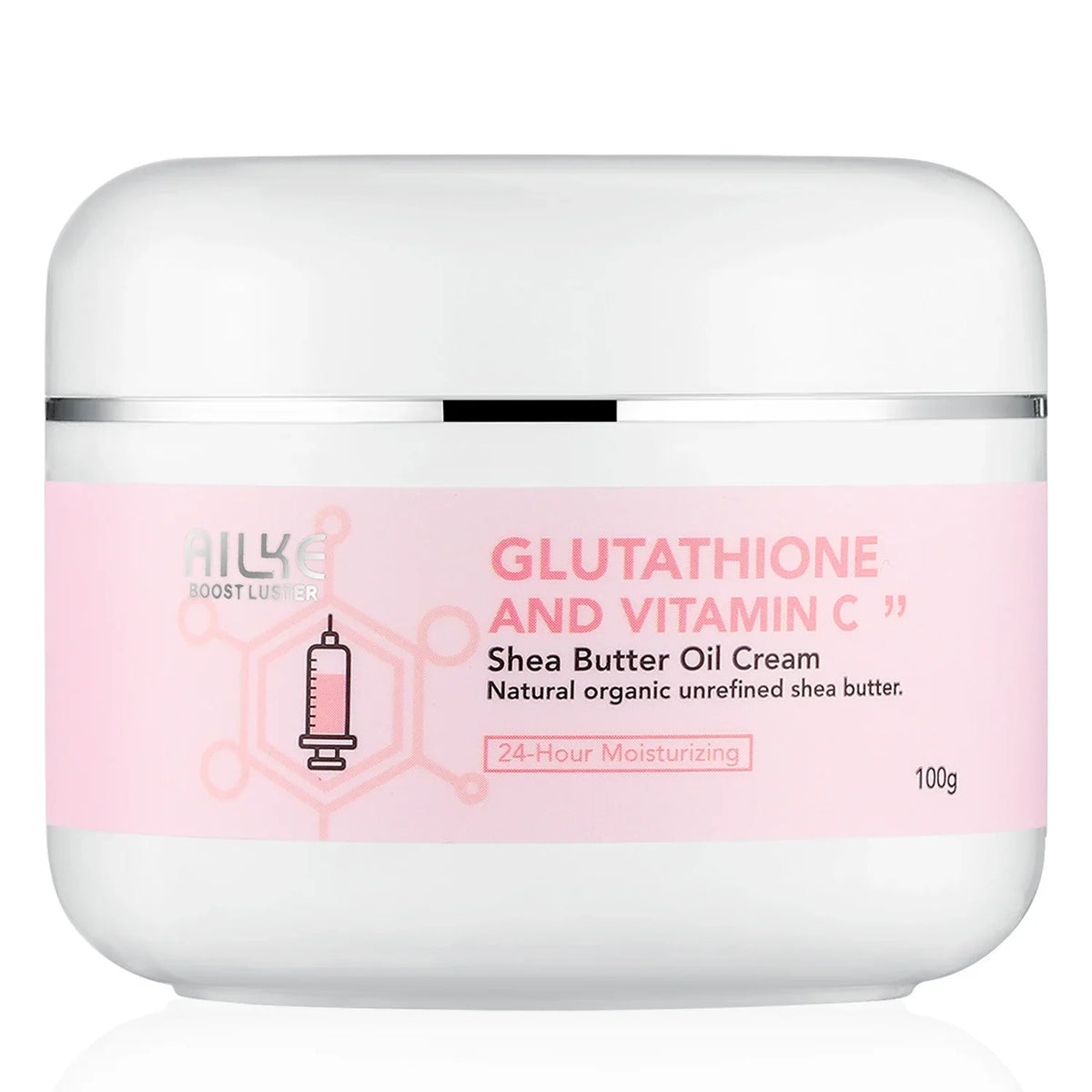 AILKE Whitening Cream jar with pink label glutathione and vitamin C, shea butter oil cream 100g on Tampa Home & Garden Store