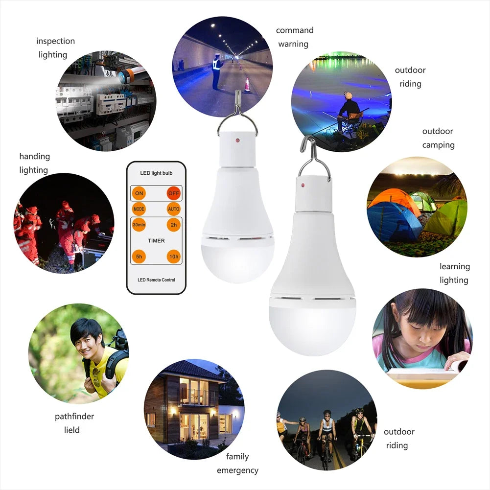 Portable 20 Cob Solar LED Bulb Usb Rechargeable