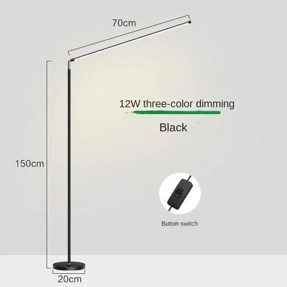 DecorBites LED Floor Lamp black with 12W three-color dimming, 70cm top bar, 150cm tall, 20cm base on Tampa Home & Garden Store