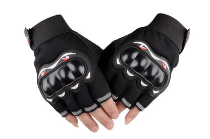 Outdoor Touch Screen Motorcycle Gloves by BikerZoneZ, black knuckle protection pair on Tampa Home & Garden Store