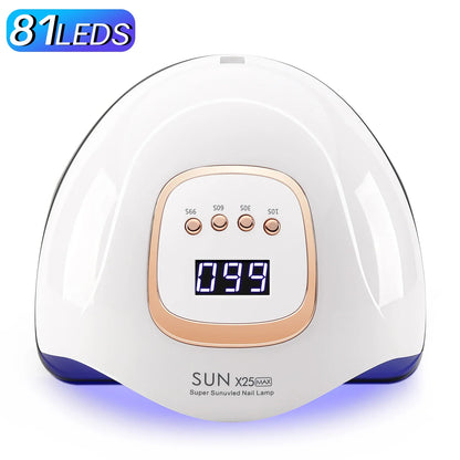 UV LED nail lamp 380W by Silcy Skin, white with rose-gold trim and 81 LEDs, digital timer on Tampa Home & Garden Store