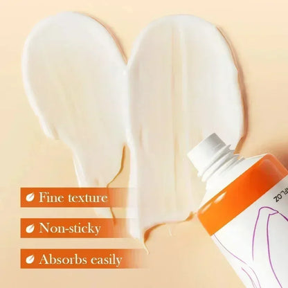 Silcy Skin pregnancy stretch marks cream in orange tube with white cream on peach background on Tampa Home & Garden Store