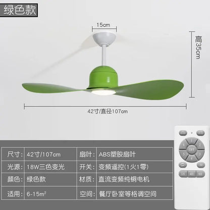DecorBites Kids Double Leaf Ceiling Fan Light green ABS blades remote 42in on Tampa Home & Garden Store