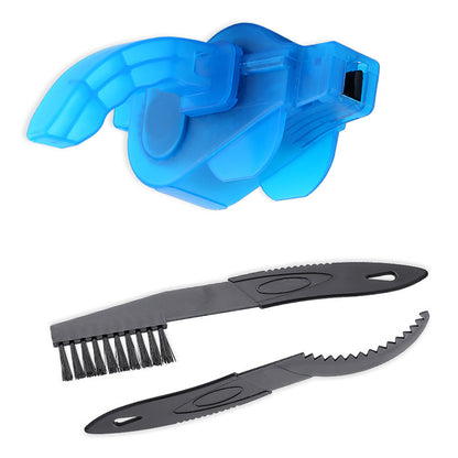 Portable chain cleaner kit by BikerZoneZ in blue with two black cleaning tools on Tampa Home & Garden Store