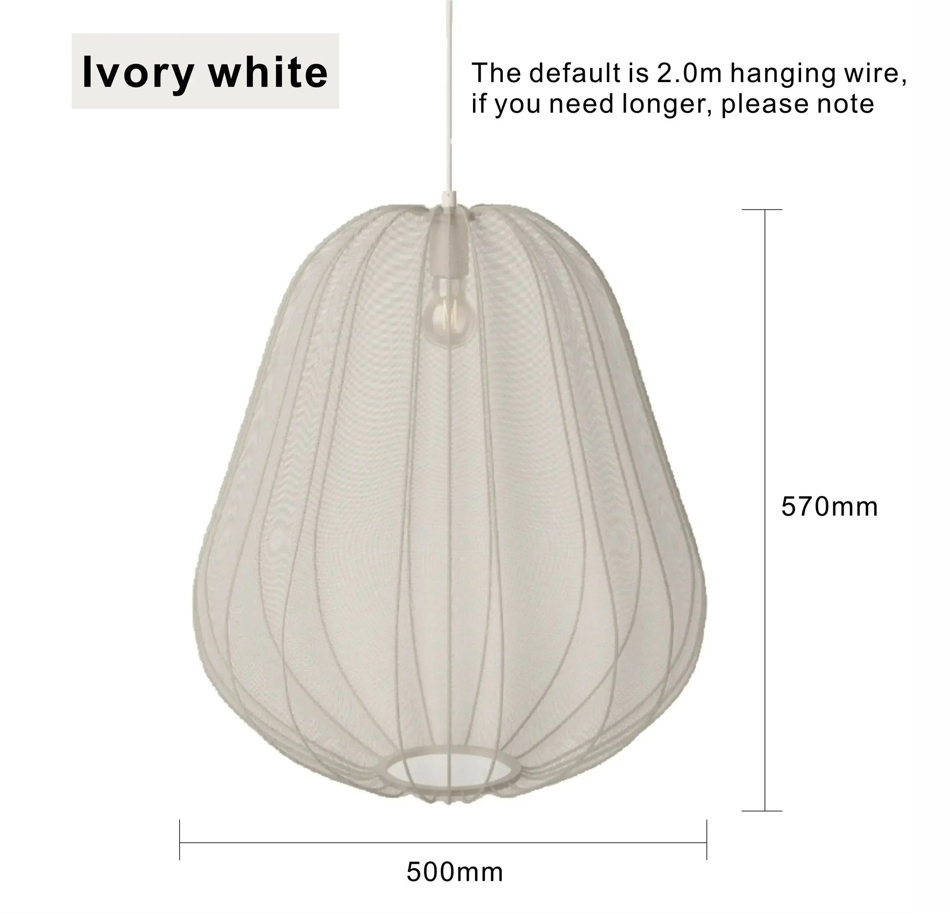DecorBites LED Art Chandelier ivory white ribbed glass pendant light with 2.0m hanging wire on Tampa Home & Garden Store