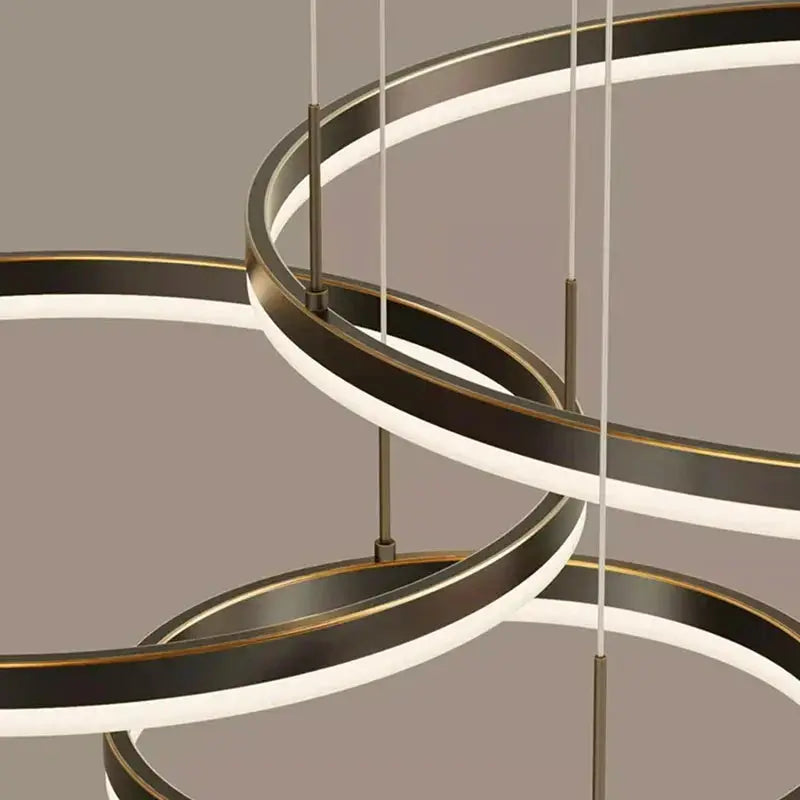 DecorBites LED pendant chandelier with bronze circular rings and warm white LED strips on Tampa Home & Garden Store