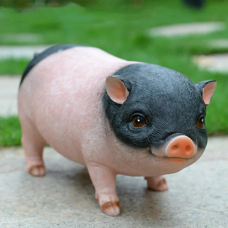 Cute pink piggy resin statue for garden decor, tabletop yard lawn porch outdoor decor on Tampa Home & Garden Store