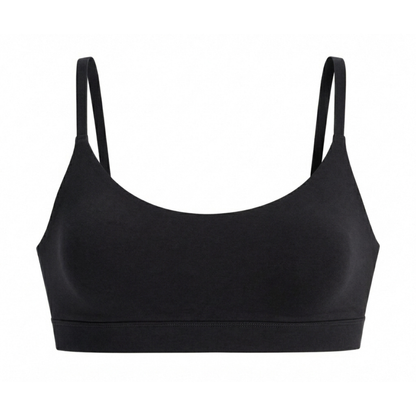 Scoop Bralette black organic cotton with slim straps, soft everyday comfort on Tampa Home & Garden Store