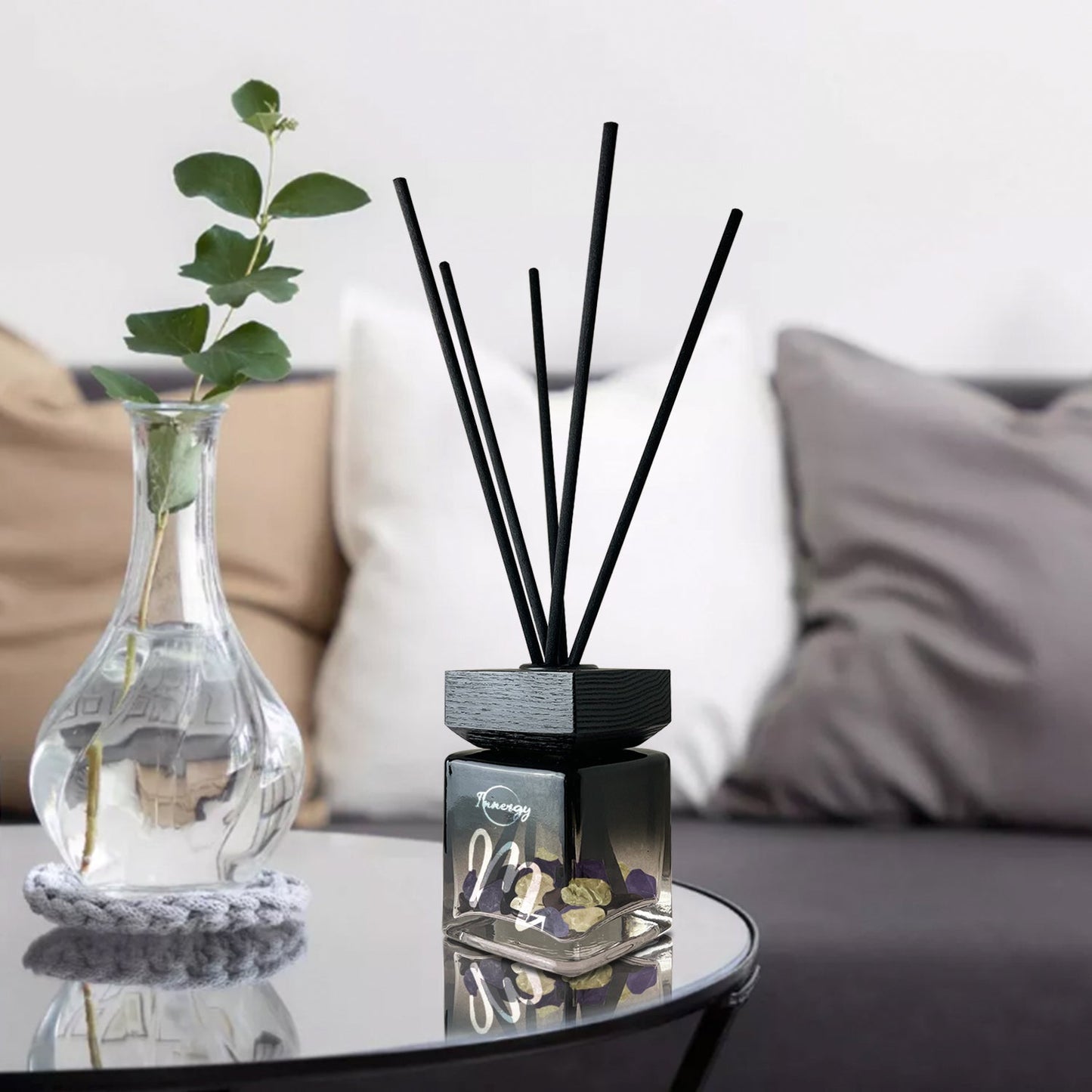 Scorpio Zodiac Crystal-Enhanced Reed Oil Diffuser, Sea Salt & Eucalyptus Scent, 100ml - Tampa Home & Garden Store
