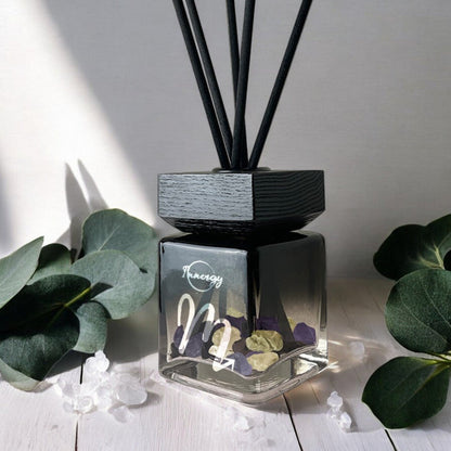 Scorpio Zodiac Crystal-Enhanced Reed Oil Diffuser, Sea Salt & Eucalyptus Scent, 100ml - Tampa Home & Garden Store