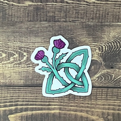 Scottish Thistle Celtic Trinity Knot 2 inch Sticker - Tampa Home & Garden Store
