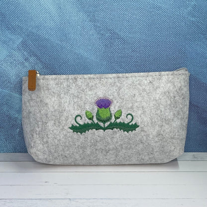 Scottish Thistle Embroidered Felt Zipper Pouch - Tampa Home & Garden Store