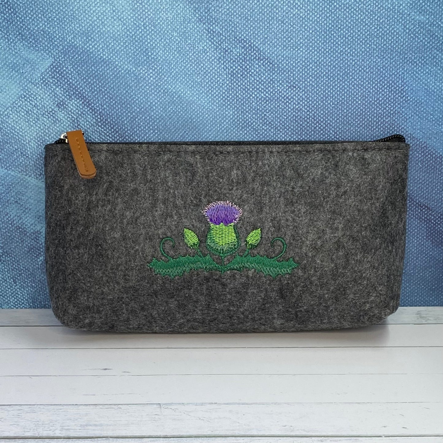 Scottish Thistle Embroidered Felt Zipper Pouch - Tampa Home & Garden Store