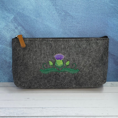 Scottish Thistle Embroidered Felt Zipper Pouch - Tampa Home & Garden Store