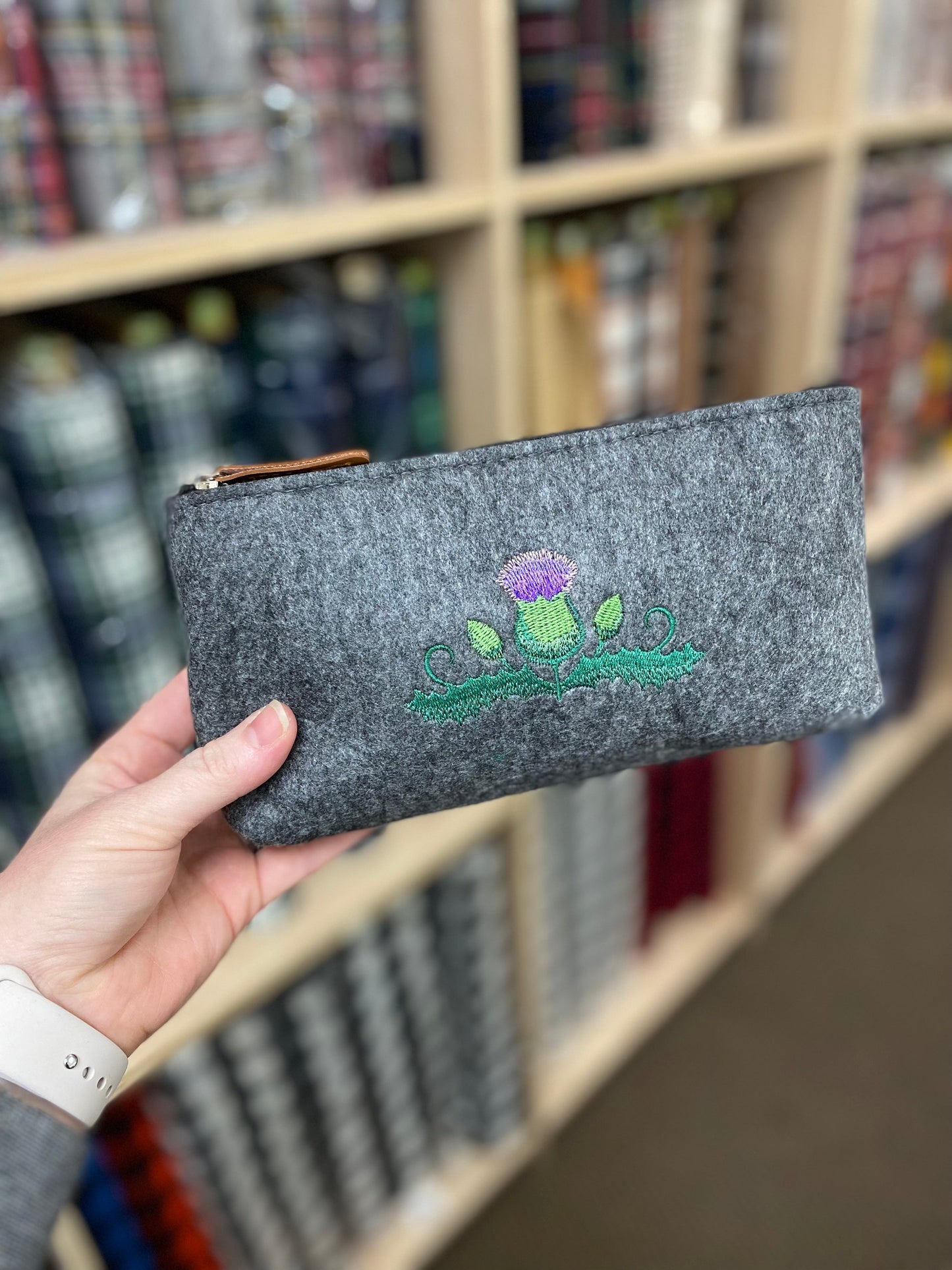 Scottish Thistle Embroidered Felt Zipper Pouch - Tampa Home & Garden Store