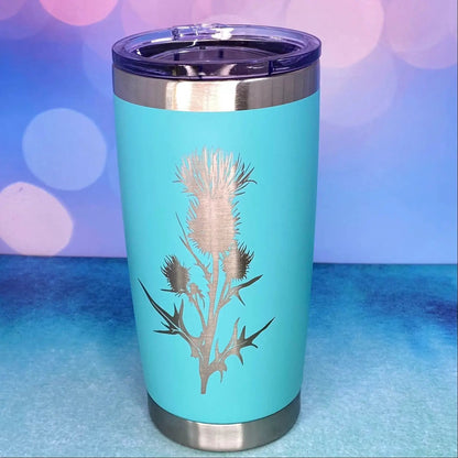 Scottish Thistle Flower Laser Engraved Powder Coated 20oz Double Walled Insulated Tumbler - Tampa Home & Garden Store