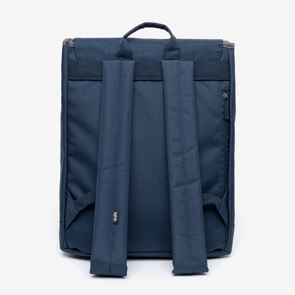 Kaut Backpack navy Lefrik USA; back view with padded shoulder straps and 19L laptop pocket on Tampa Home & Garden Store
