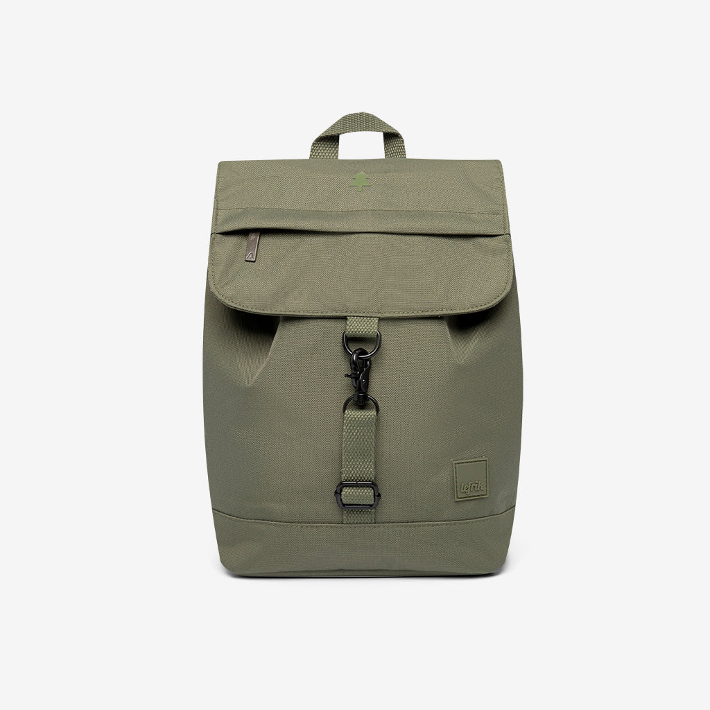 Kaut Mini Backpack Olive by Lefrik USA for kids; everyday use with front buckle clip on Tampa Home & Garden Store
