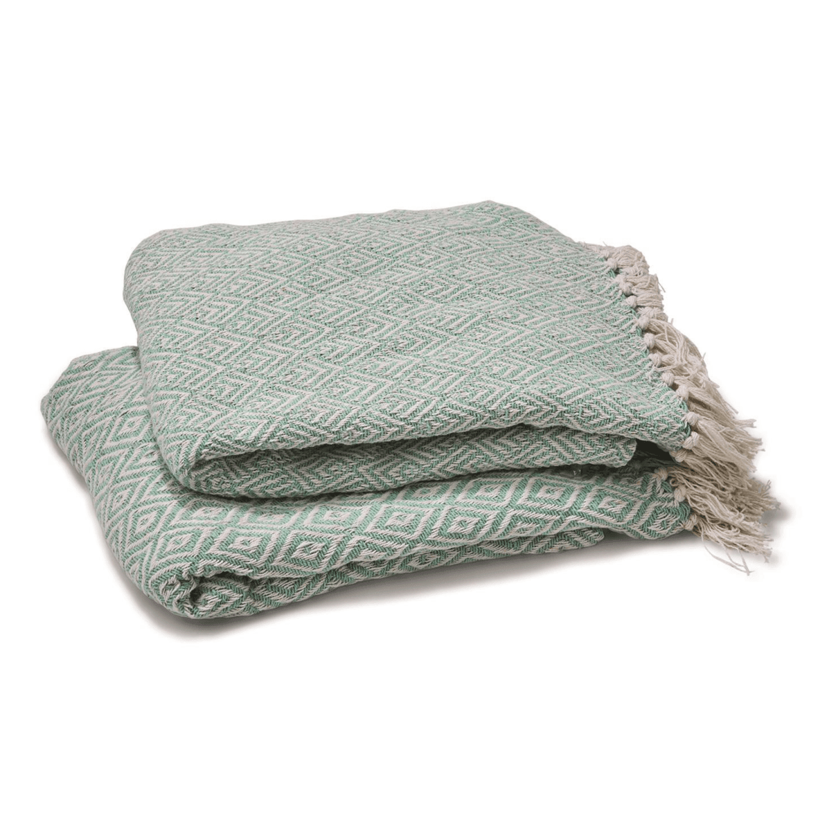 Mallorca Tassel Throw Mint Geometric Cotton