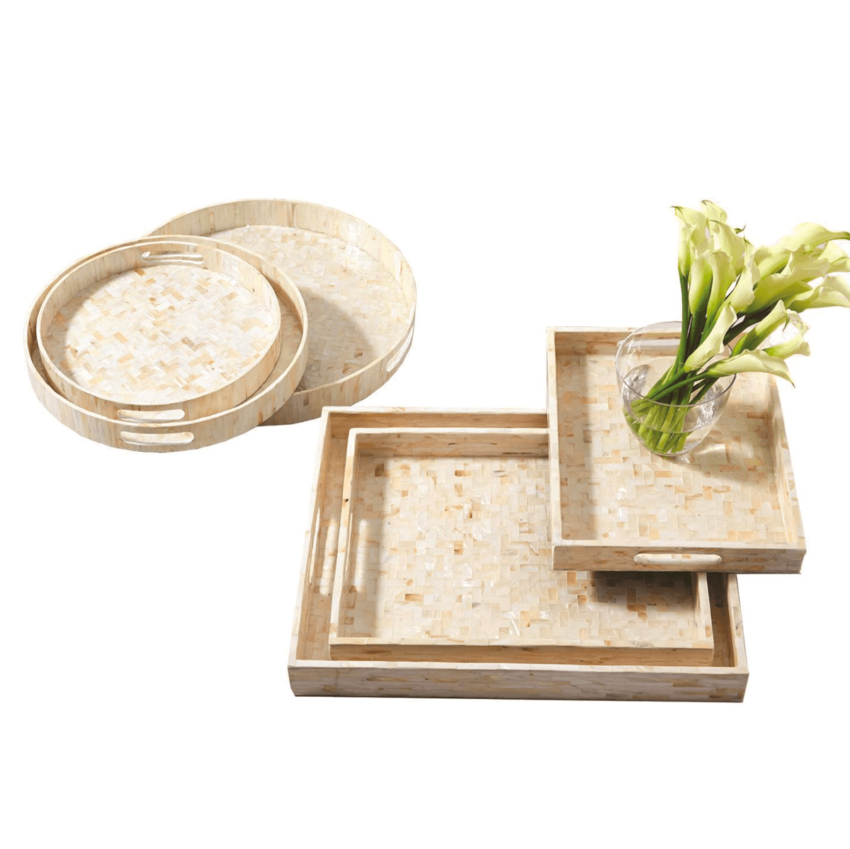 Cream Herringbone Mother of Pearl Tray Collection
